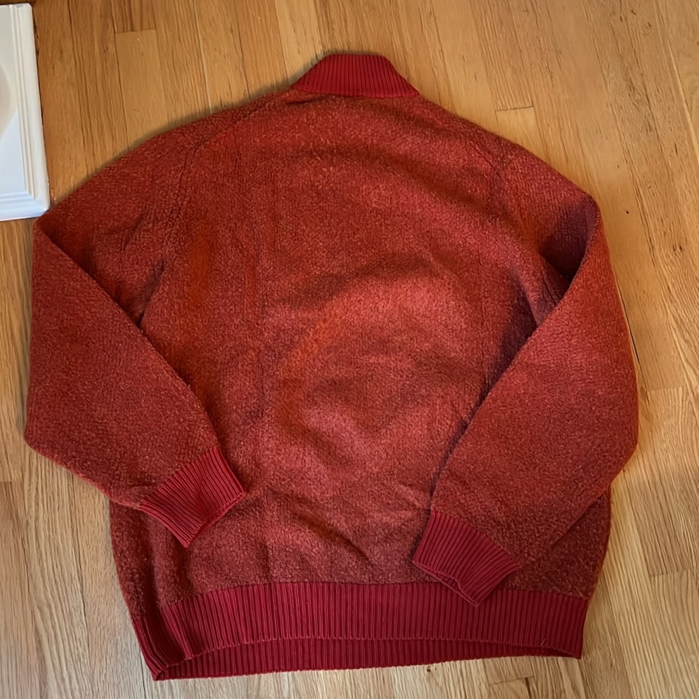 Made in Italy Wool Cashmere Blend Quarter Zip Sweater Long Sleeve Burnt Orange - Picture 5 of 5